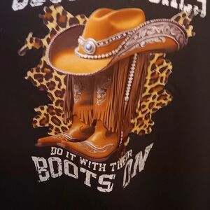 SHEIN Black Tee with Cowboy Hat and Boots Graphic